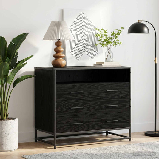vidaXL Drawer Cabinet 3-Drawer Black oak 70 x 41 x 70 cm 1
