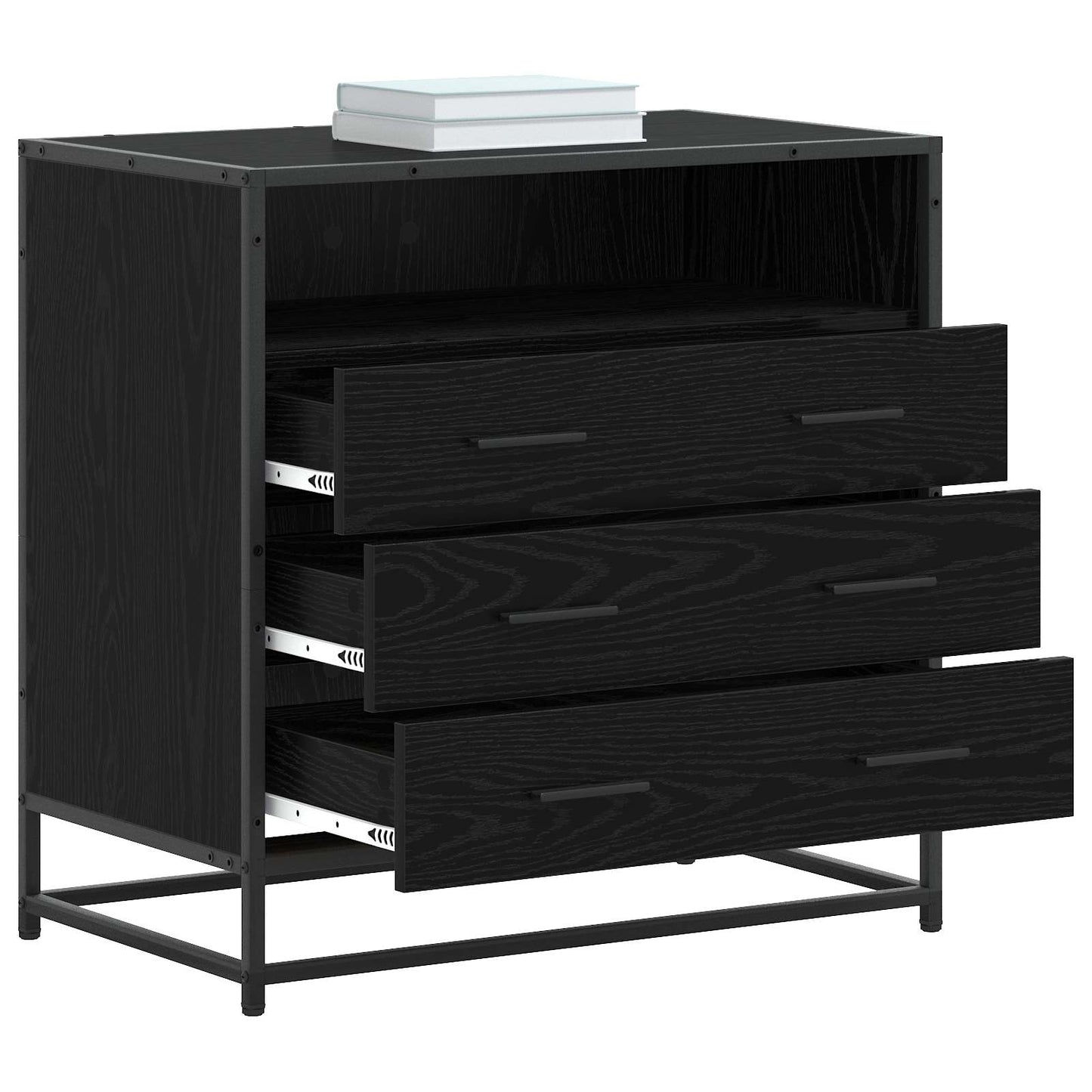 vidaXL Drawer Cabinet 3-Drawer Black oak 70 x 41 x 70 cm 3