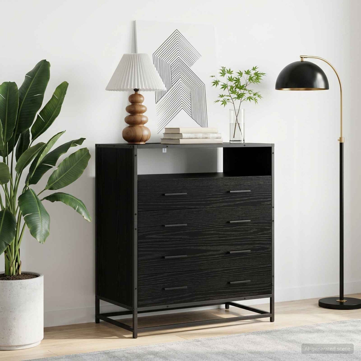 vidaXL Drawer Cabinet 4-Drawer Black oak 70 x 41 x 83.5 cm 1
