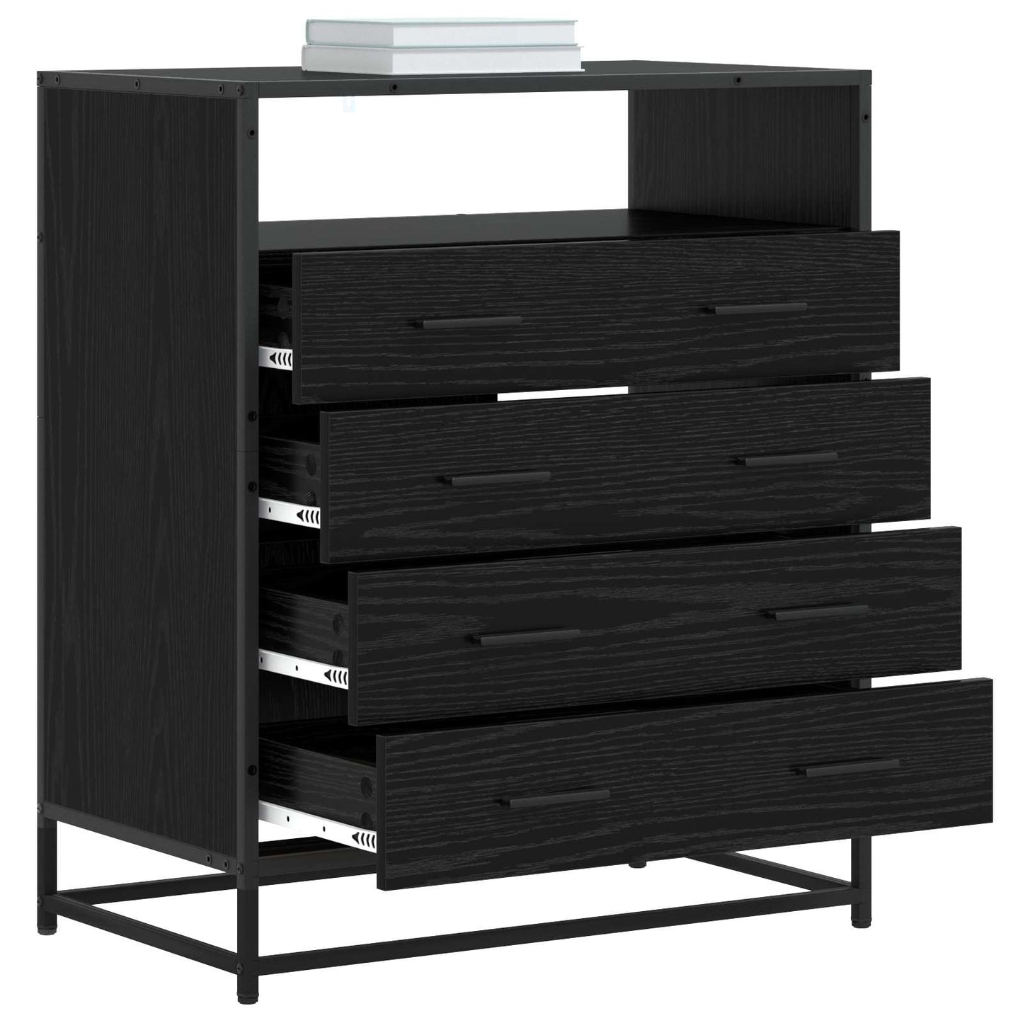 vidaXL Drawer Cabinet 4-Drawer Black oak 70 x 41 x 83.5 cm 3