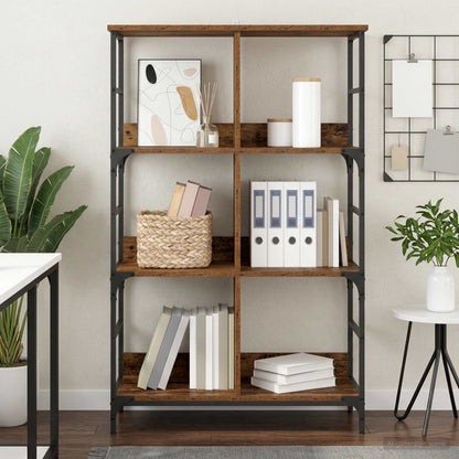 vidaXL Bookshelf 4-Tier 78.5 x 33 x 117.5 cm metal PB Old wood 1