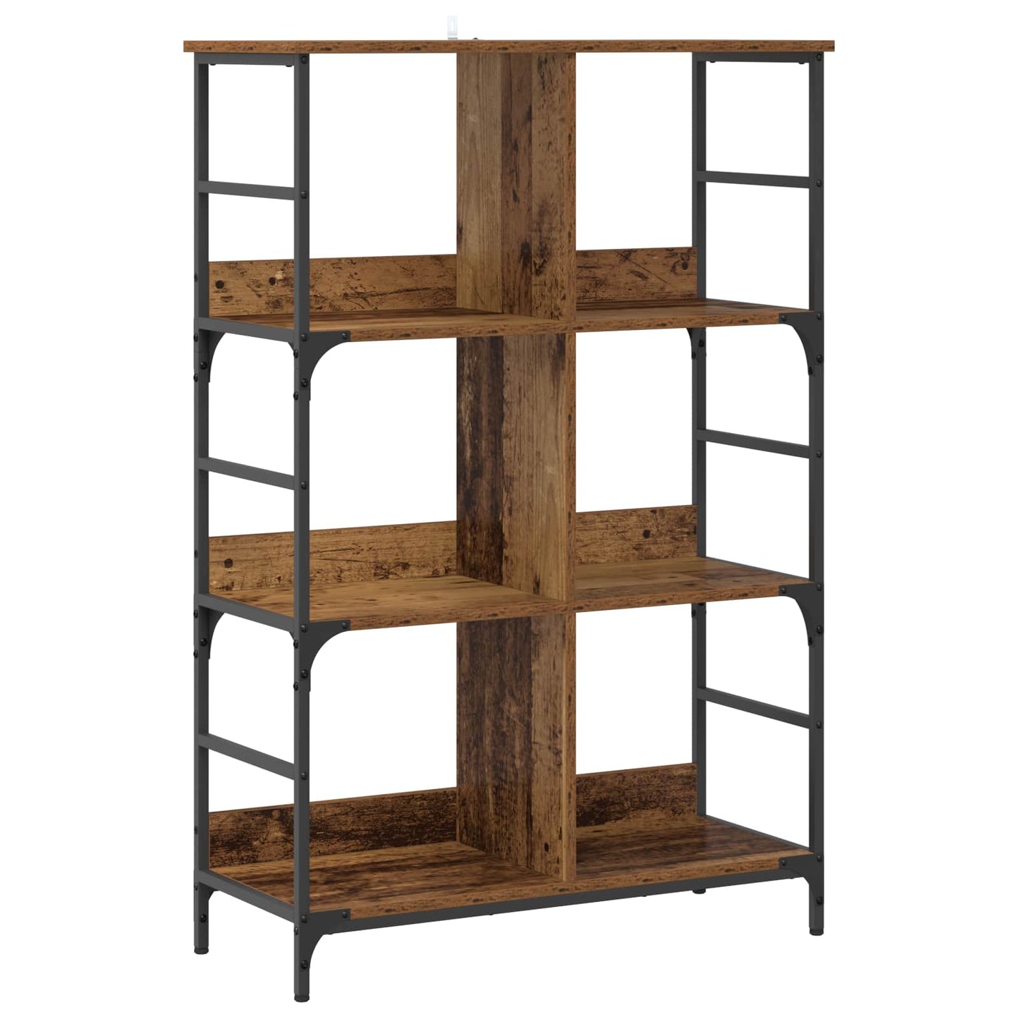 vidaXL Bookshelf 4-Tier 78.5 x 33 x 117.5 cm metal PB Old wood 2
