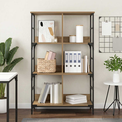 vidaXL Bookshelf 4-Tier 78.5 x 33 x 117.5 cm metal PB Artisan oak 1