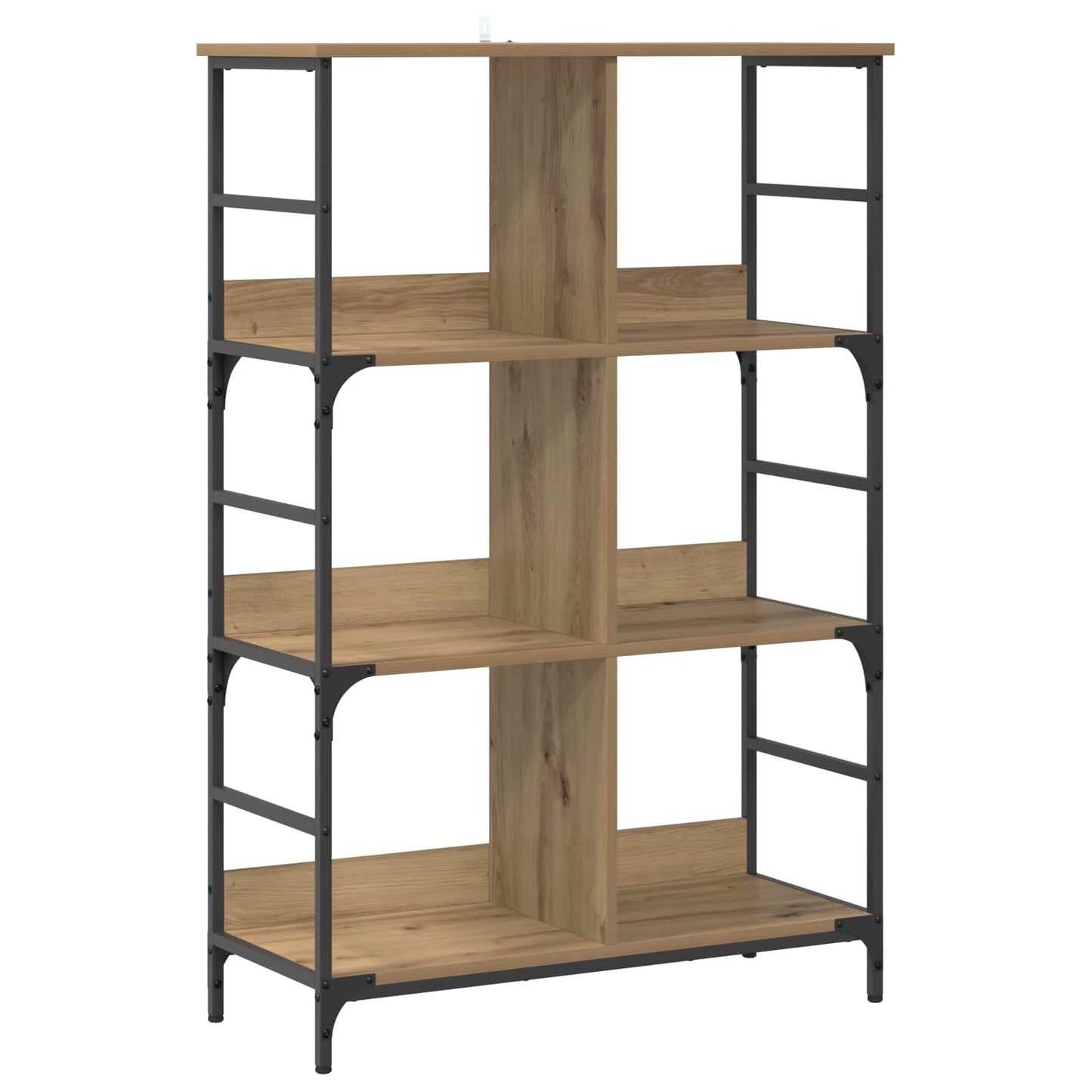 vidaXL Bookshelf 4-Tier 78.5 x 33 x 117.5 cm metal PB Artisan oak 2