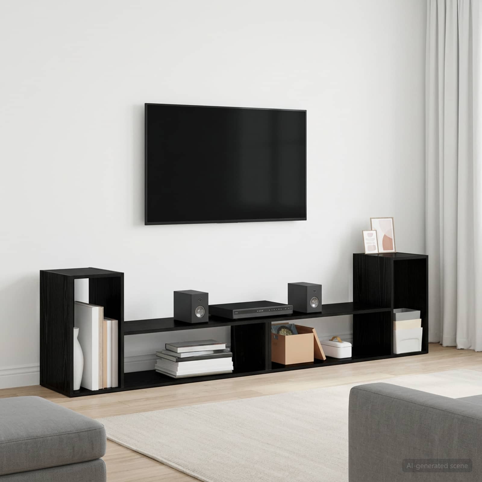 vidaXL TV Cabinet 100 x 30 x 50 cm Black Oak Engineered Wood 1