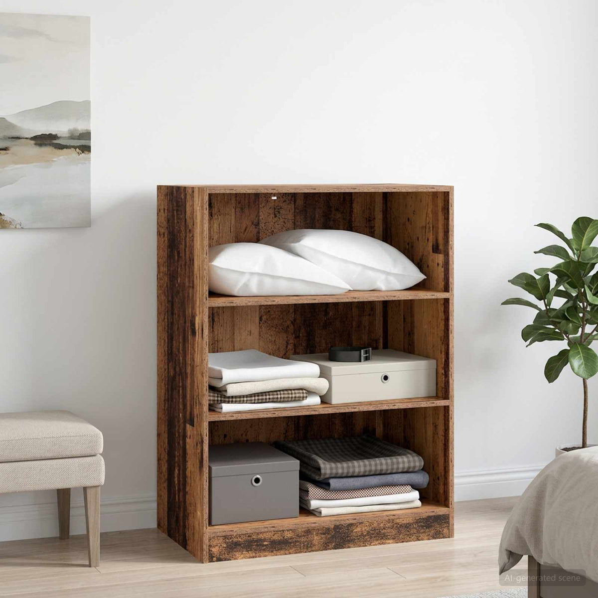 Wardrobe Engineered Wood without Rod in Old Wood