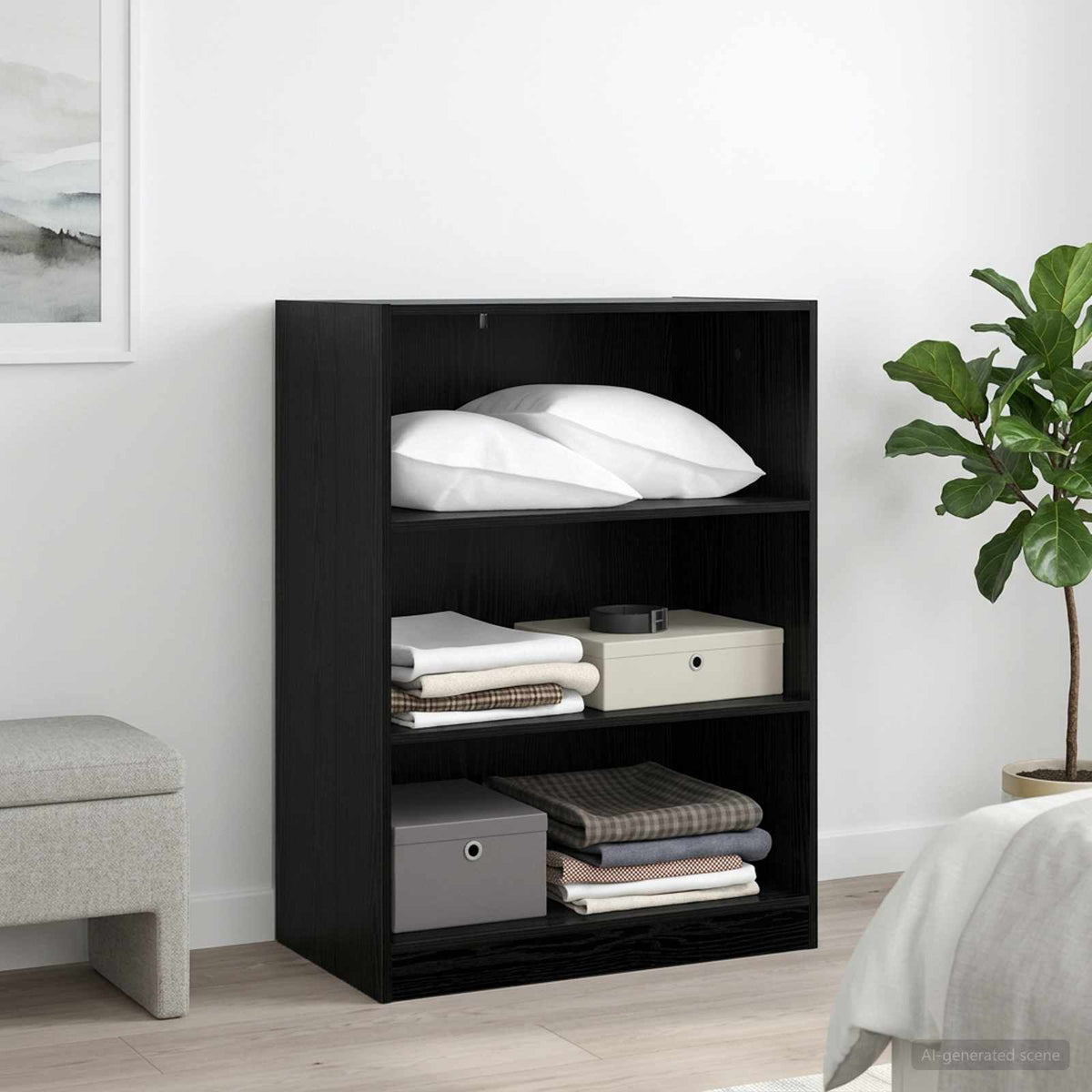 Wardrobe Engineered Wood without Rod in Black Oak
