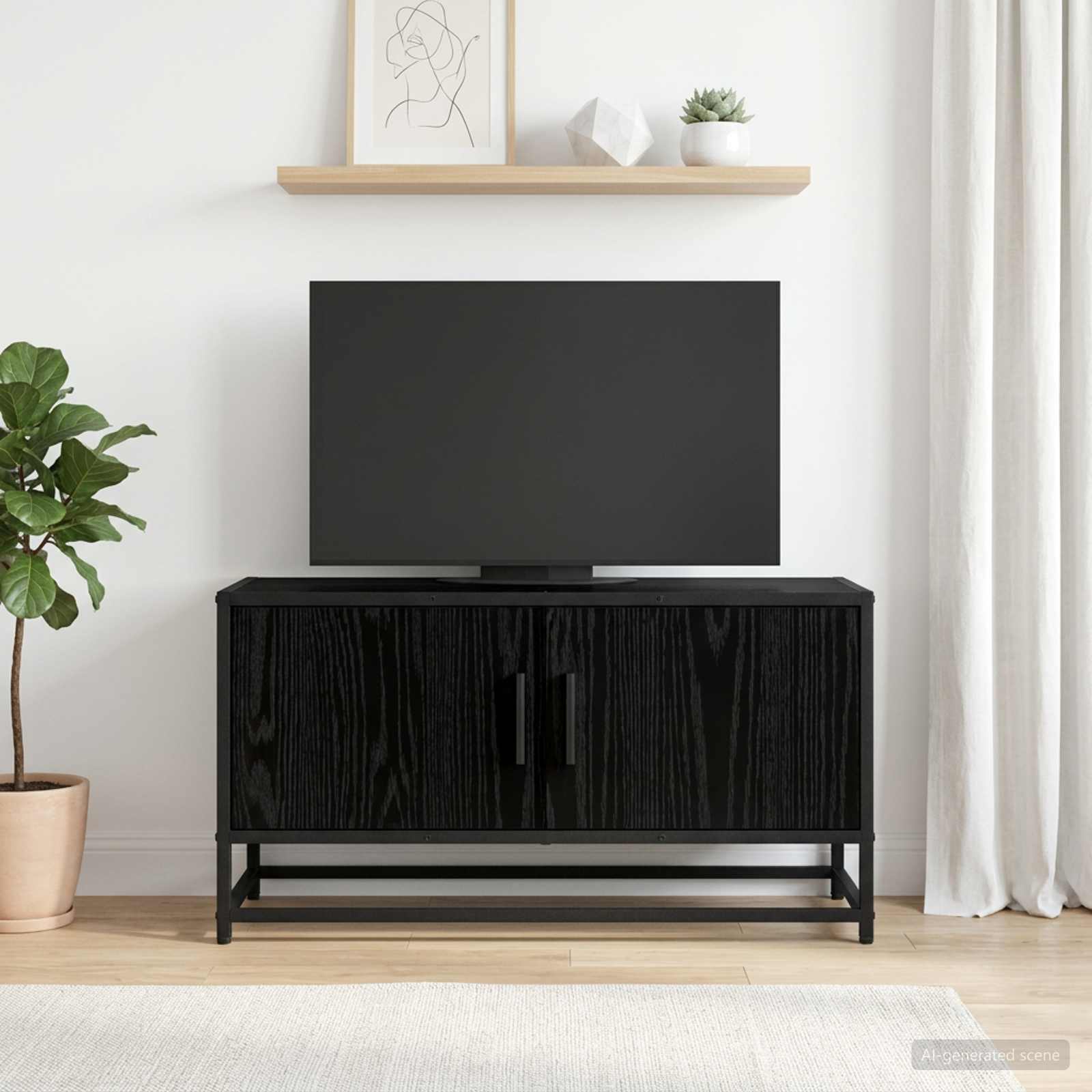 vidaXL TV Cabinet 80 x 34.5 x 40 cm Black Oak Engineered Wood 1