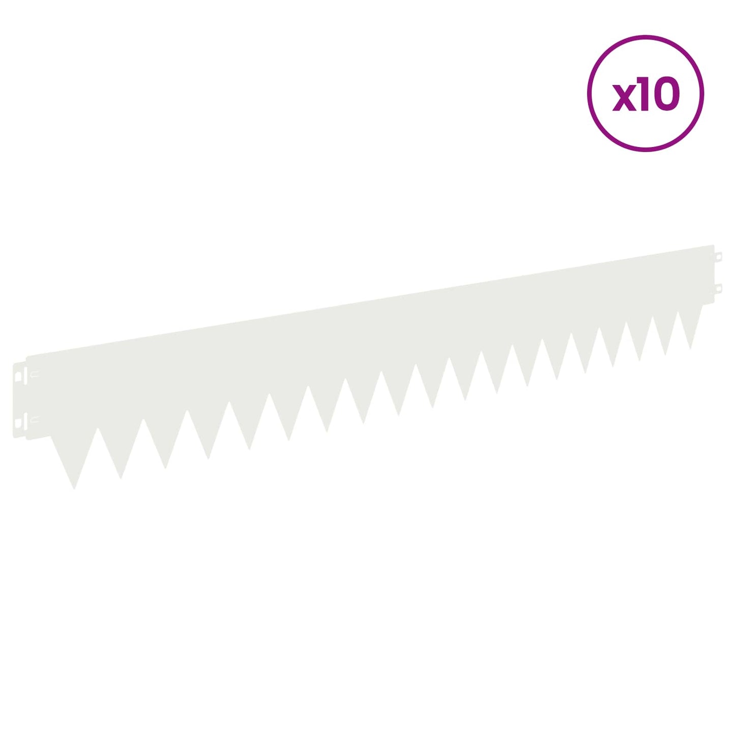 vidaXL Lawn Edging 10 pcs 103 x 15 cm Steel White 3