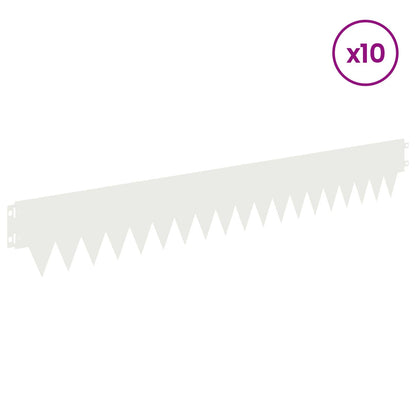 vidaXL Lawn Edging 10 pcs 103 x 15 cm Steel White 3