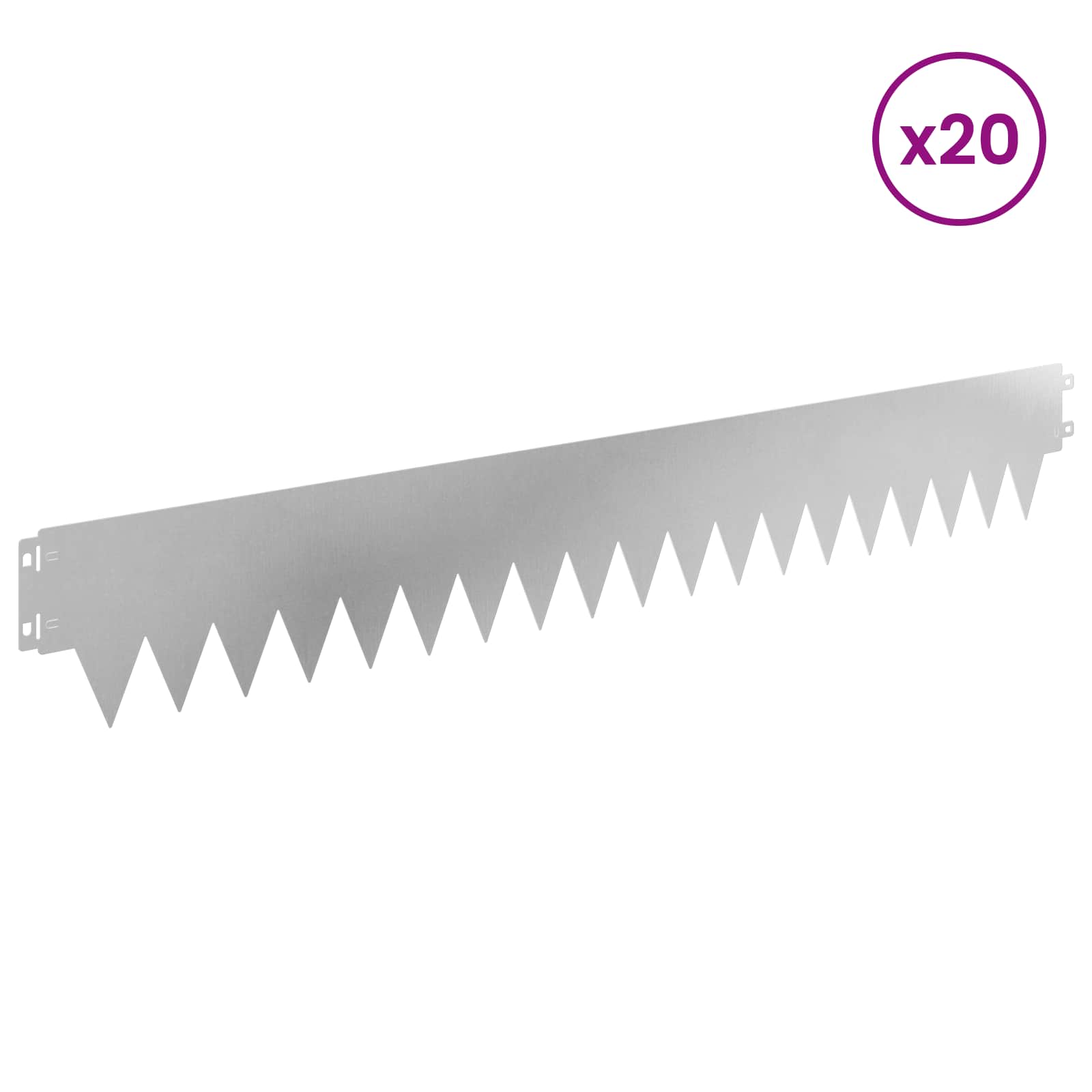 vidaXL Lawn Edging 20 pcs 103 x 15 cm Steel Silver 3