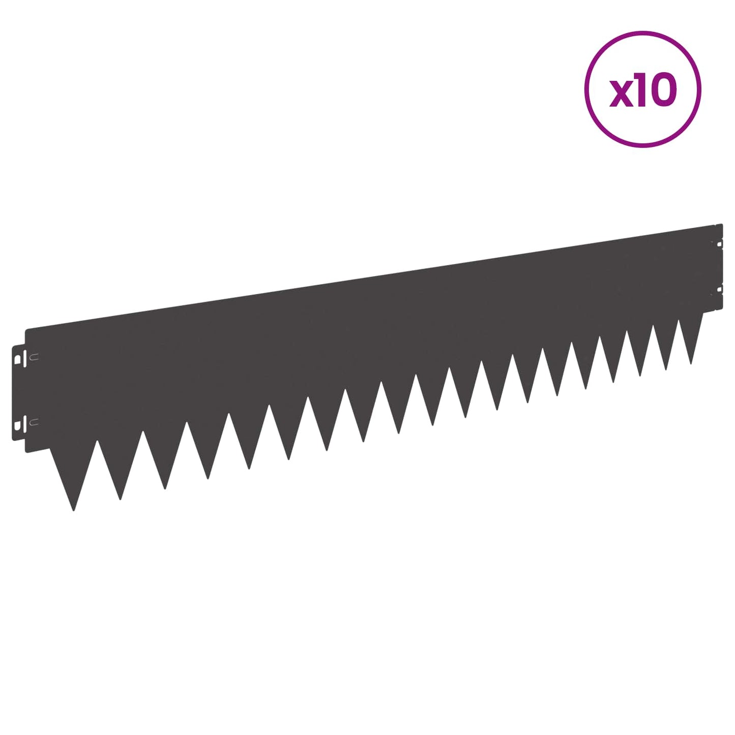 vidaXL Lawn Edging 10 pcs 103 x 20 cm Steel Black 3