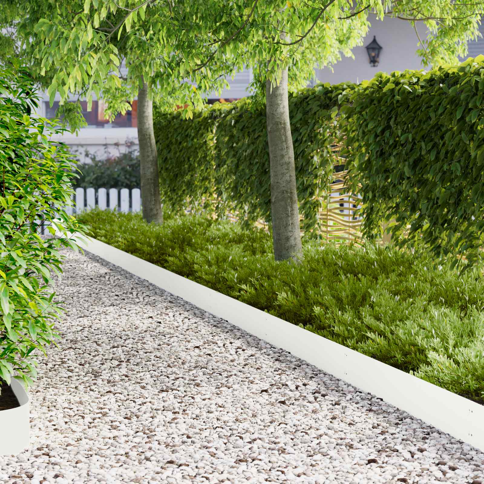 vidaXL Lawn Edging 10 pcs 103 x 20 cm Steel White 1