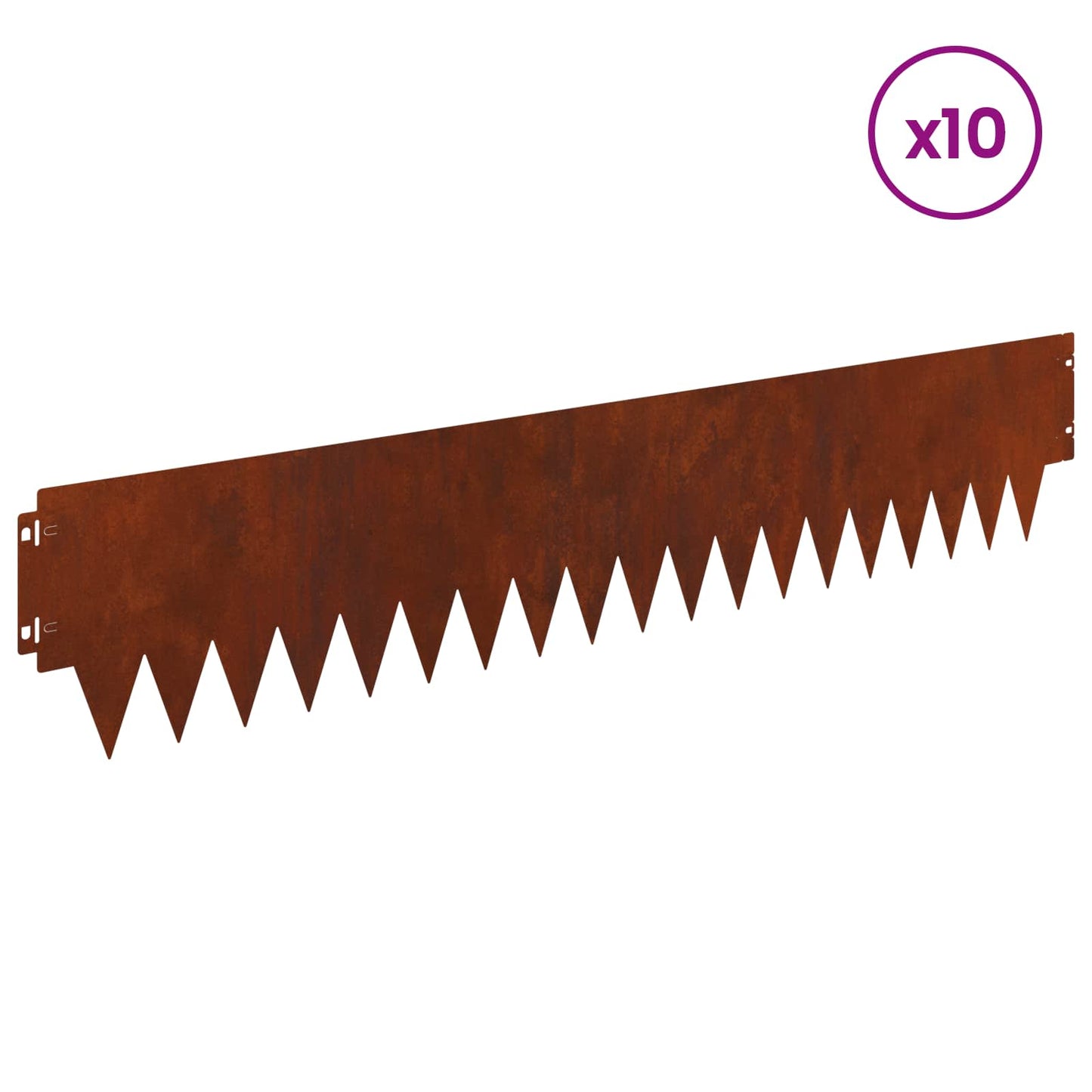 vidaXL Lawn Edging 10 pcs 103 x 20 cm Steel Rusty 3