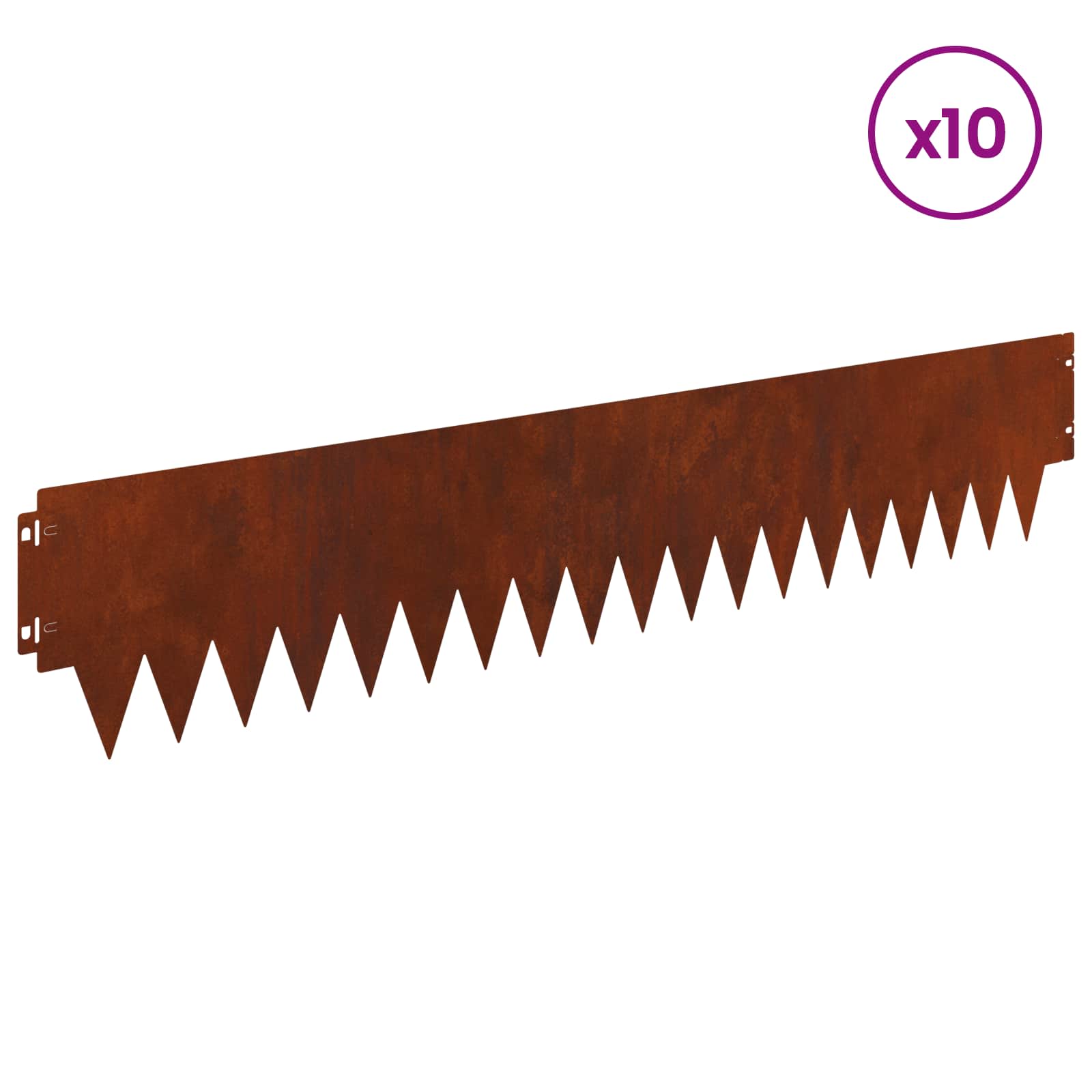 vidaXL Lawn Edging 10 pcs 103 x 20 cm Steel Rusty 3