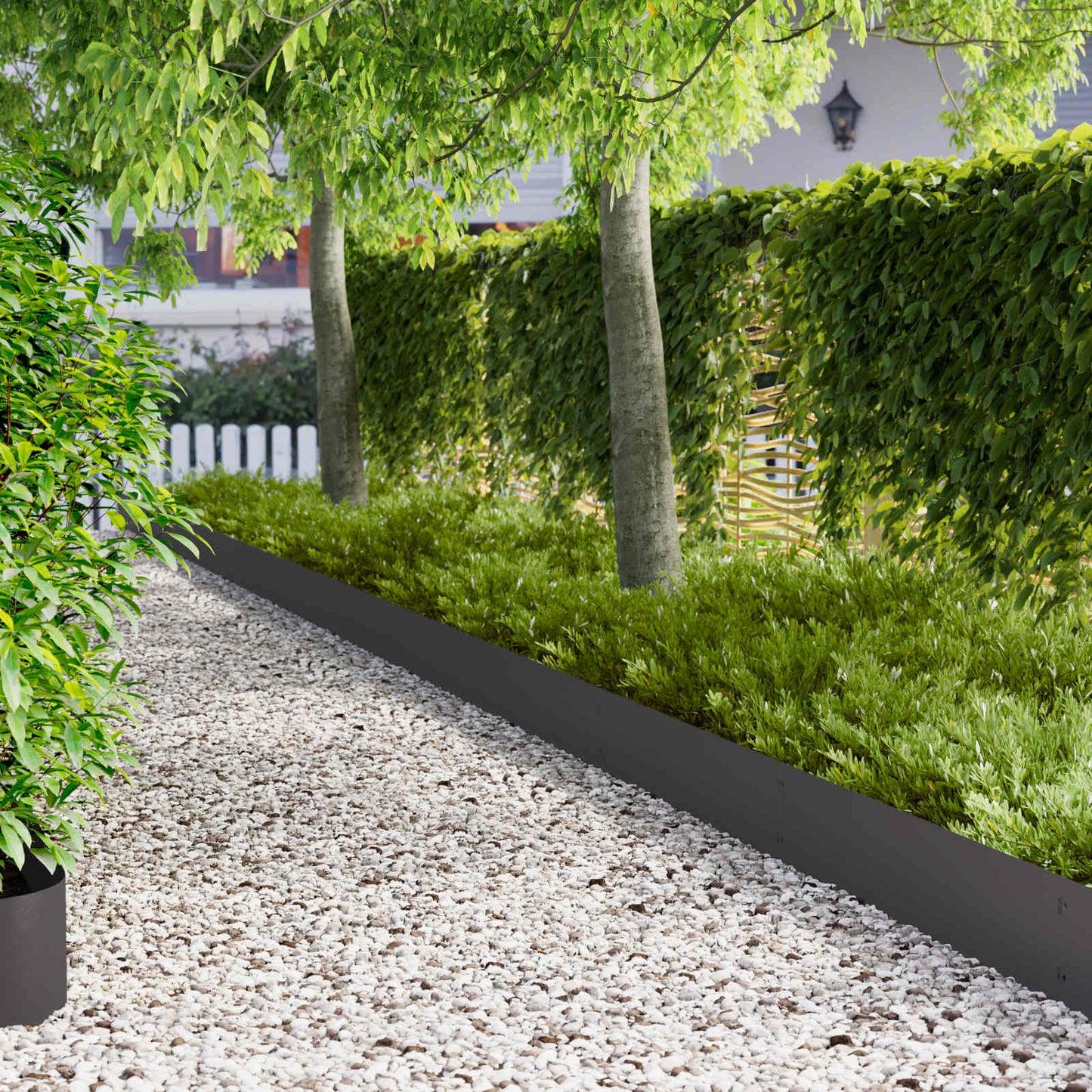 vidaXL Lawn Edging 10 pcs 103 x 25 cm Steel Black 1