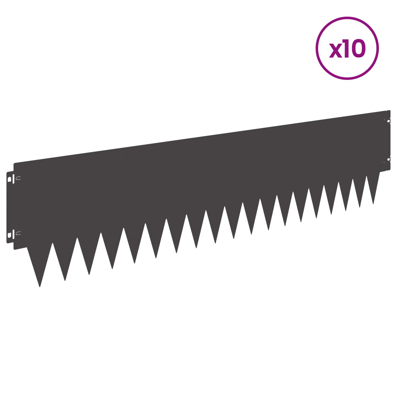vidaXL Lawn Edging 10 pcs 103 x 25 cm Steel Black 3