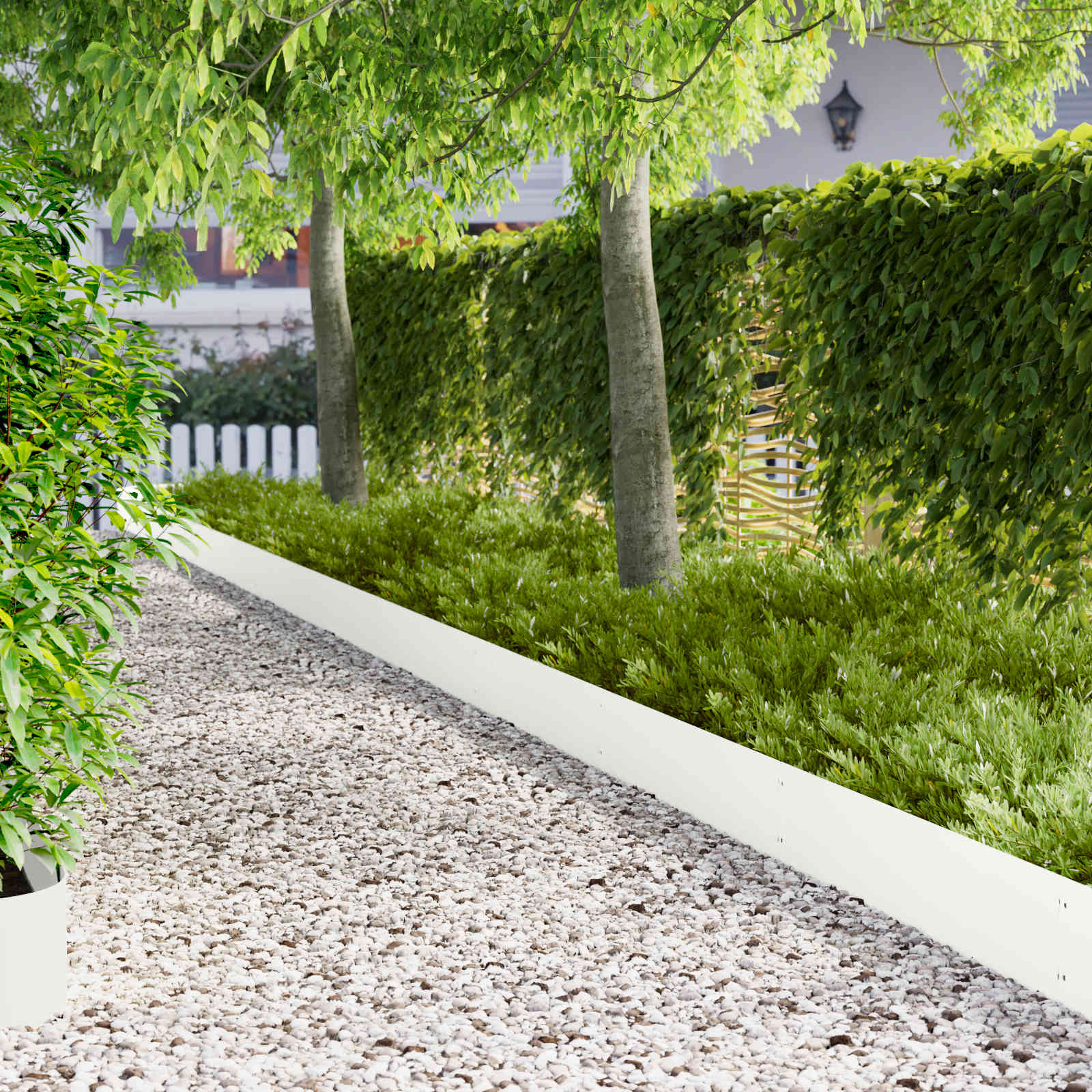 vidaXL Lawn Edging 10 pcs 103 x 25 cm Steel White 1