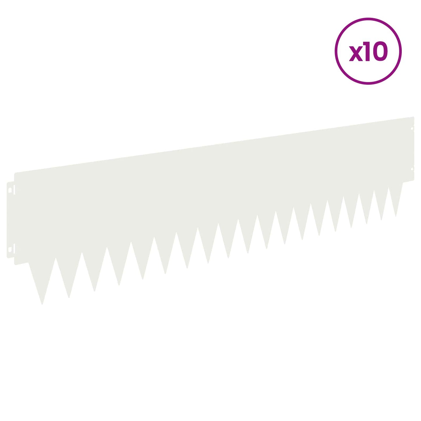 vidaXL Lawn Edging 10 pcs 103 x 25 cm Steel White 3