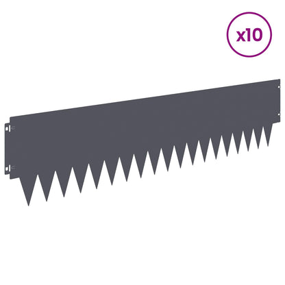 vidaXL Lawn Edging 10 pcs 103 x 25 cm Steel Anthracite 3