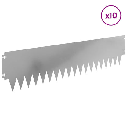vidaXL Lawn Edging 10 pcs 103 x 25 cm Steel Silver 3