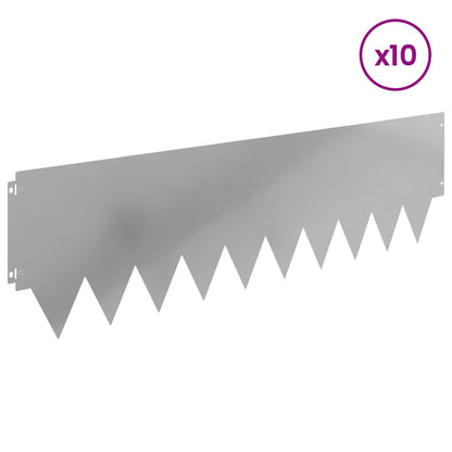 vidaXL Lawn Edging 10 pcs 103 x 30 cm Steel Silver 3