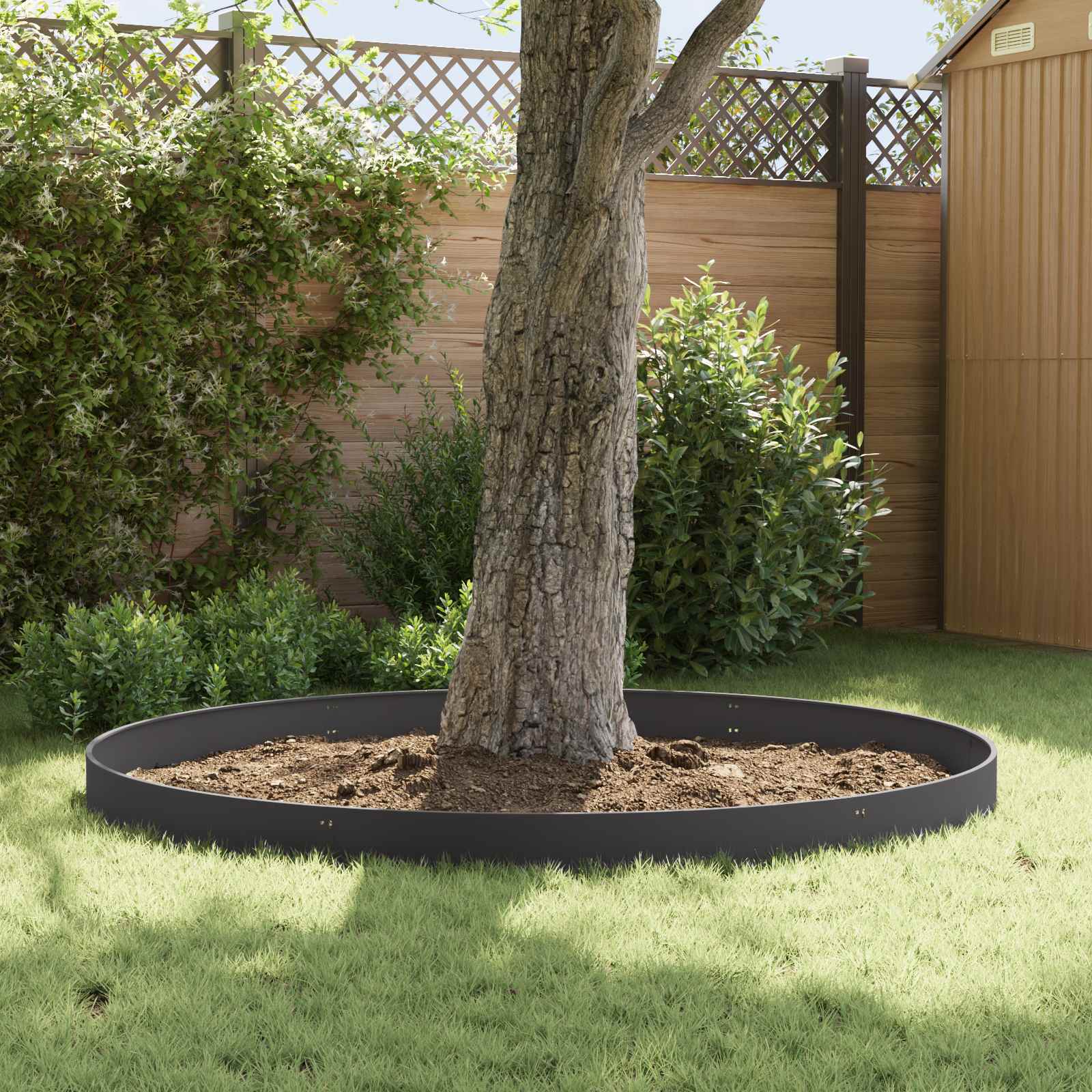 vidaXL Lawn Edge with Top Bended 10 pcs 103x15cm Steel Black 4