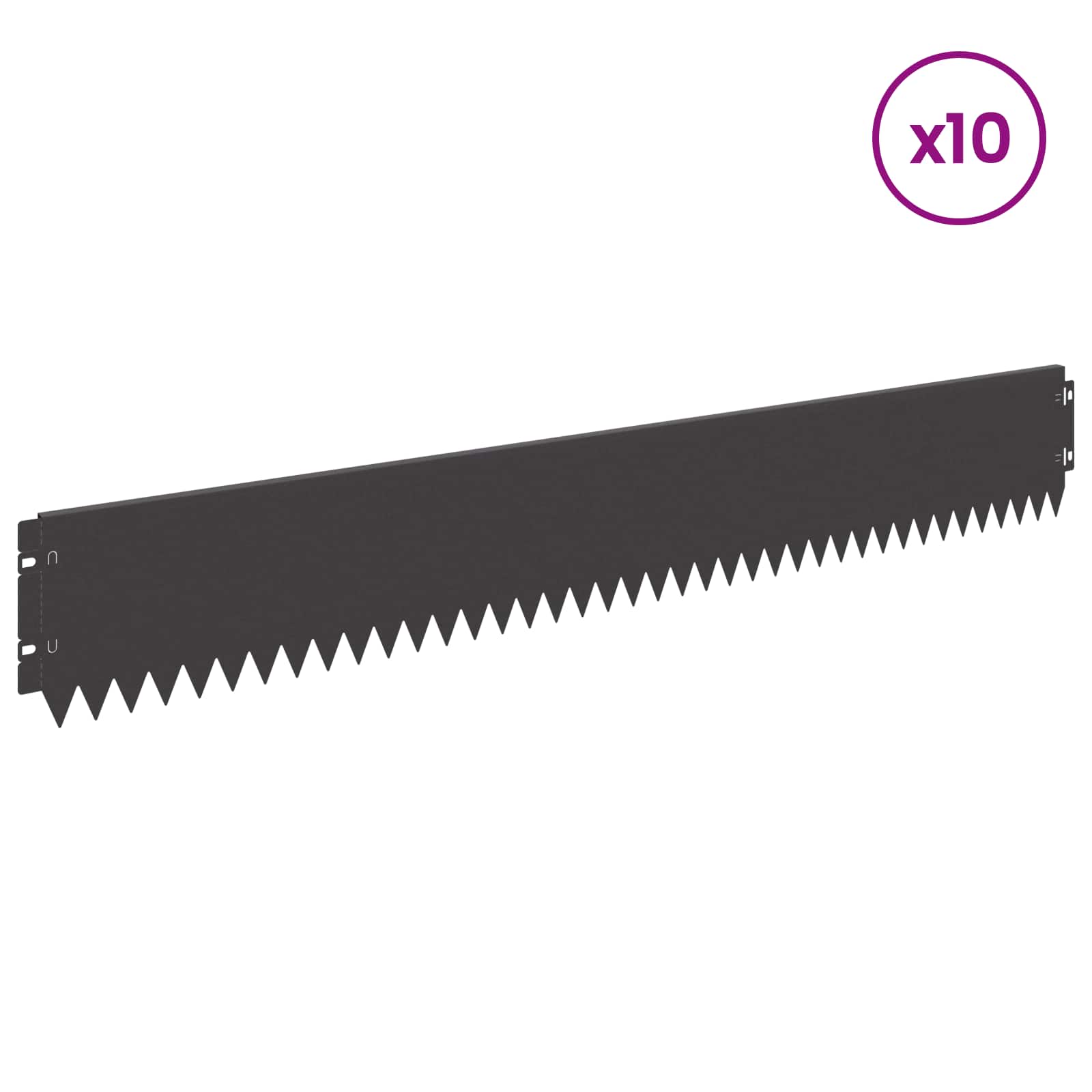 vidaXL Lawn Edge with Top Bended 10 pcs 103x15cm Steel Black 3