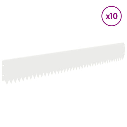 vidaXL Lawn Edging 10 pcs 103 x 15 cm Steel White 3
