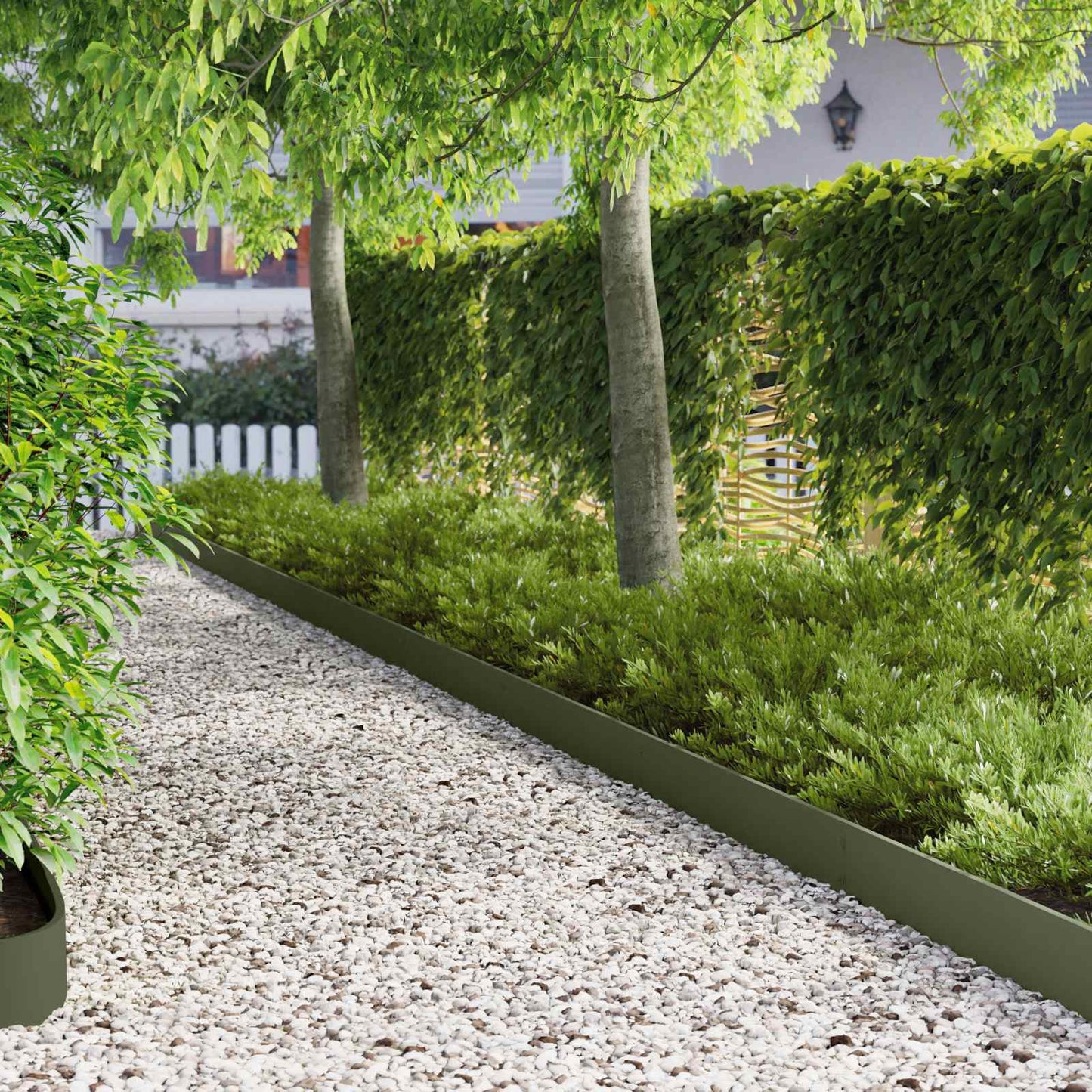 vidaXL Lawn Edging 10 pcs 103 x 15 cm Steel Olive Green 1