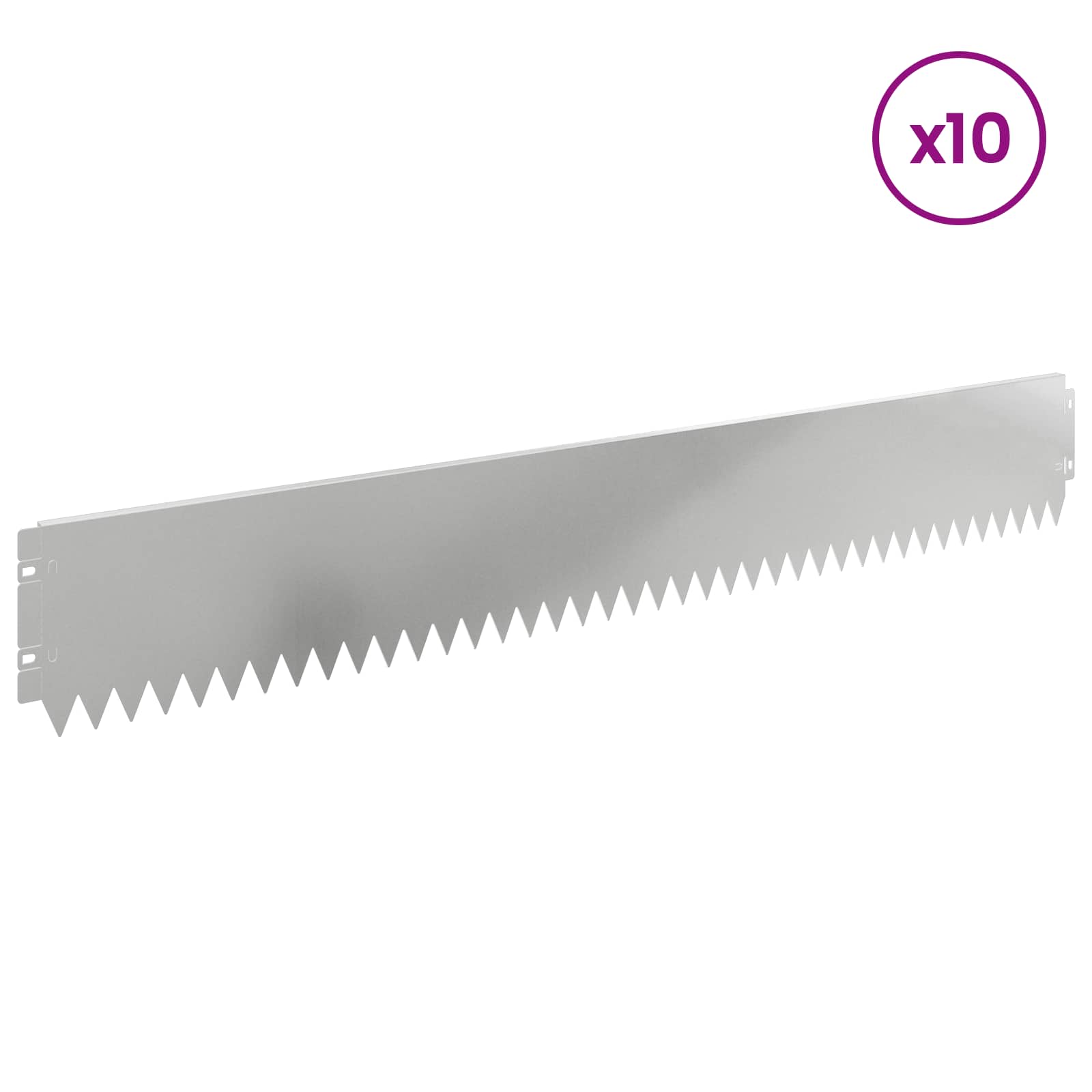 vidaXL Lawn Edging 10 pcs 103 x 15 cm Steel Silver 3