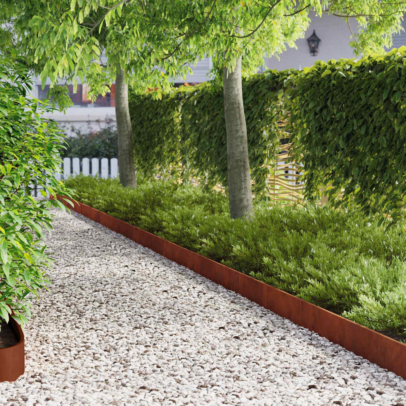 vidaXL Lawn Edge with Top Bended 10 pcs 103x15cm Steel Rusty 1