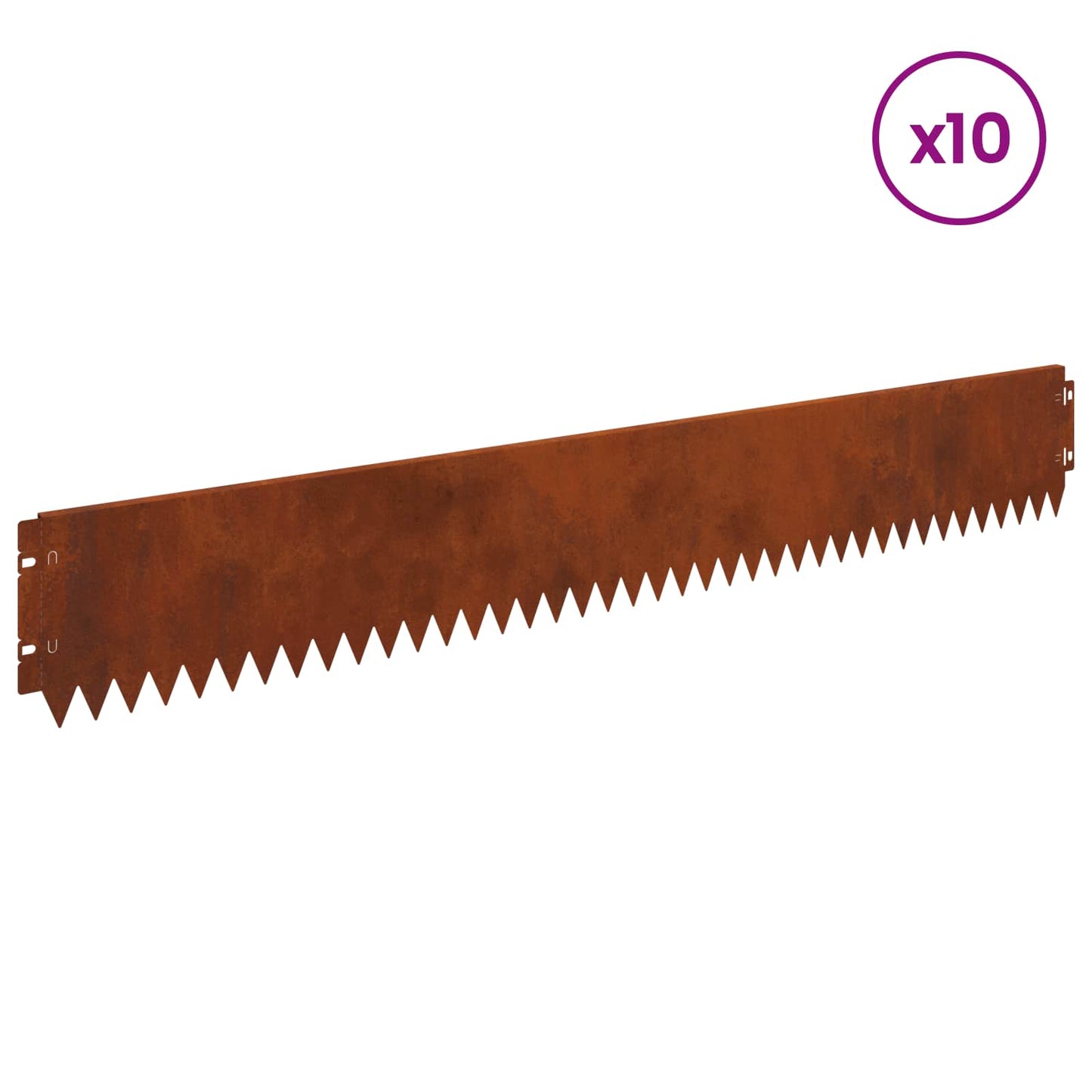 vidaXL Lawn Edge with Top Bended 10 pcs 103x15cm Steel Rusty 3