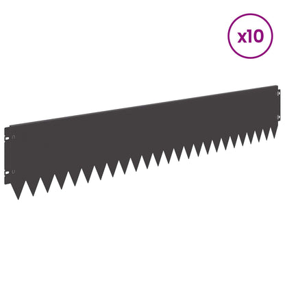 vidaXL Lawn Edging 10 pcs 103 x 20 cm Steel Black 3