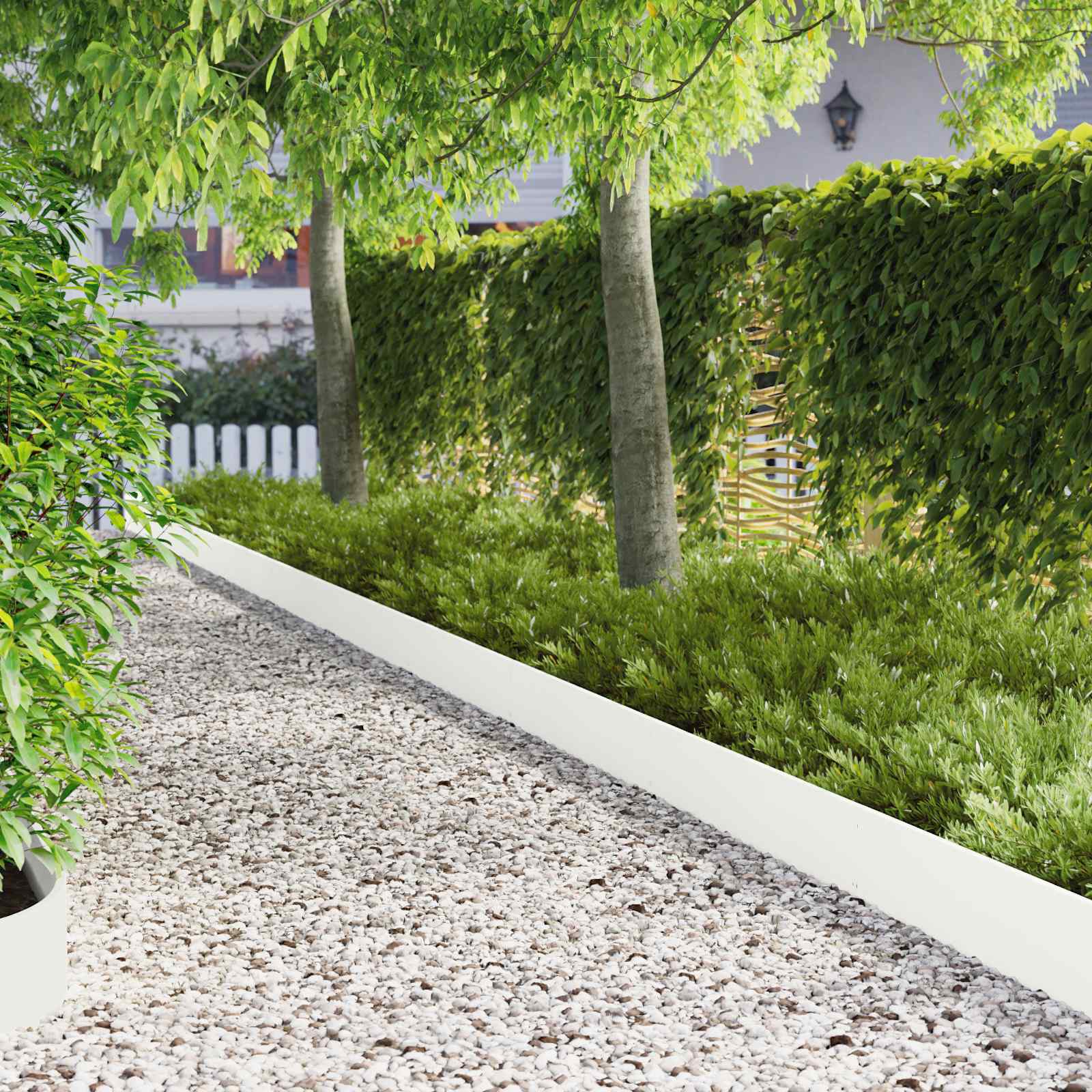 vidaXL Lawn Edging 10 pcs 103 x 20 cm Steel White 1