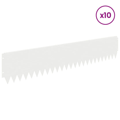 vidaXL Lawn Edging 10 pcs 103 x 20 cm Steel White 3