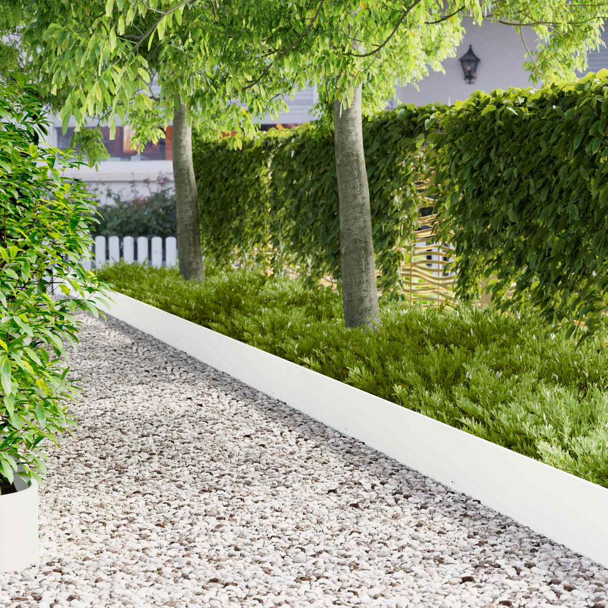 Lawn Edging 103 x Steel 10 pcs Height 25 cm White
