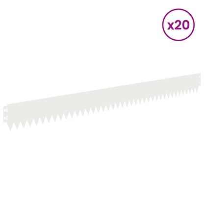 vidaXL Lawn Edging 20 pcs 103 x 10 cm Steel White 3