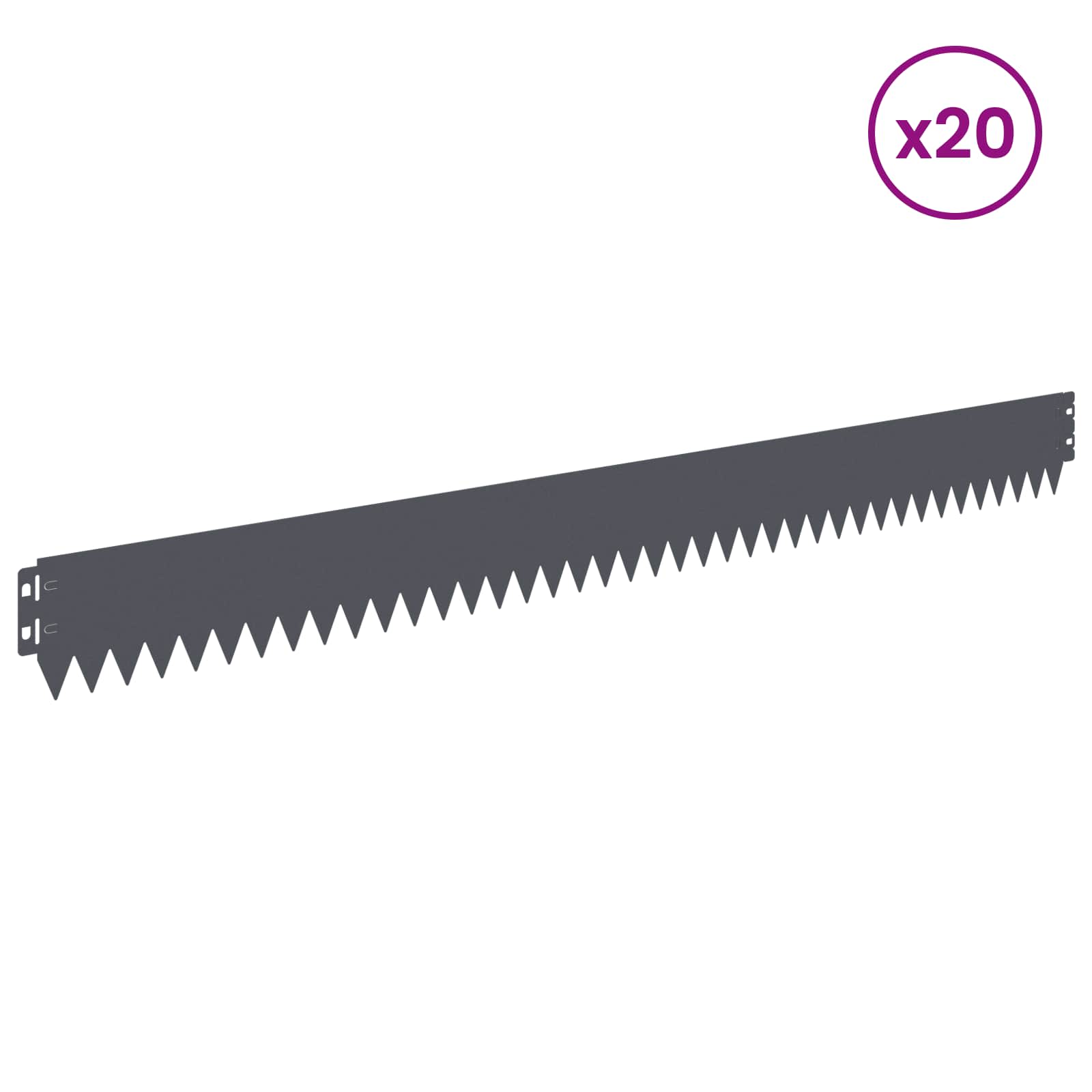 vidaXL Lawn Edging 20 pcs 103 x 10 cm Steel Anthracite 3