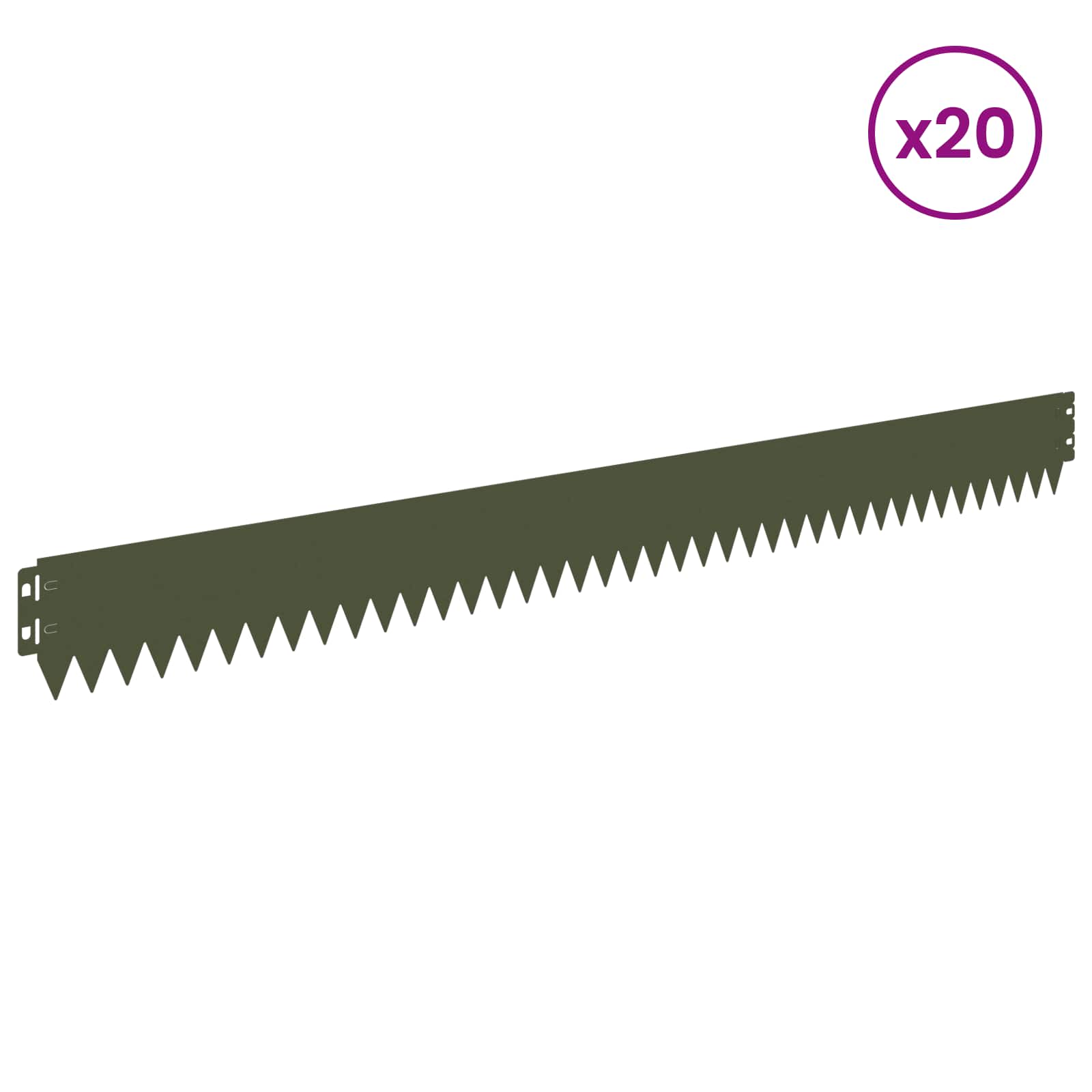 vidaXL Lawn Edging 20 pcs 103 x 10 cm Steel Olive Green 3
