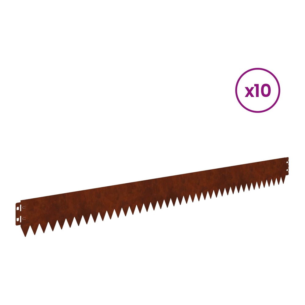 Lawn Edging 103 x Steel 10 pcs Height 10 cm Weathering steel