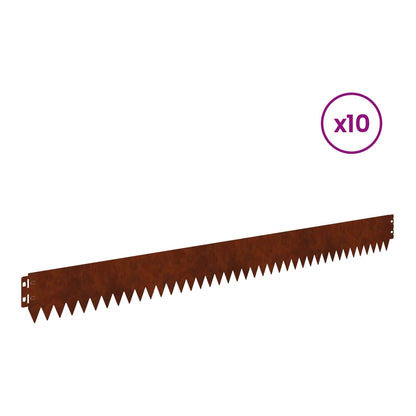 Lawn Edging 103 x Steel 10 pcs Height 10 cm Weathering steel