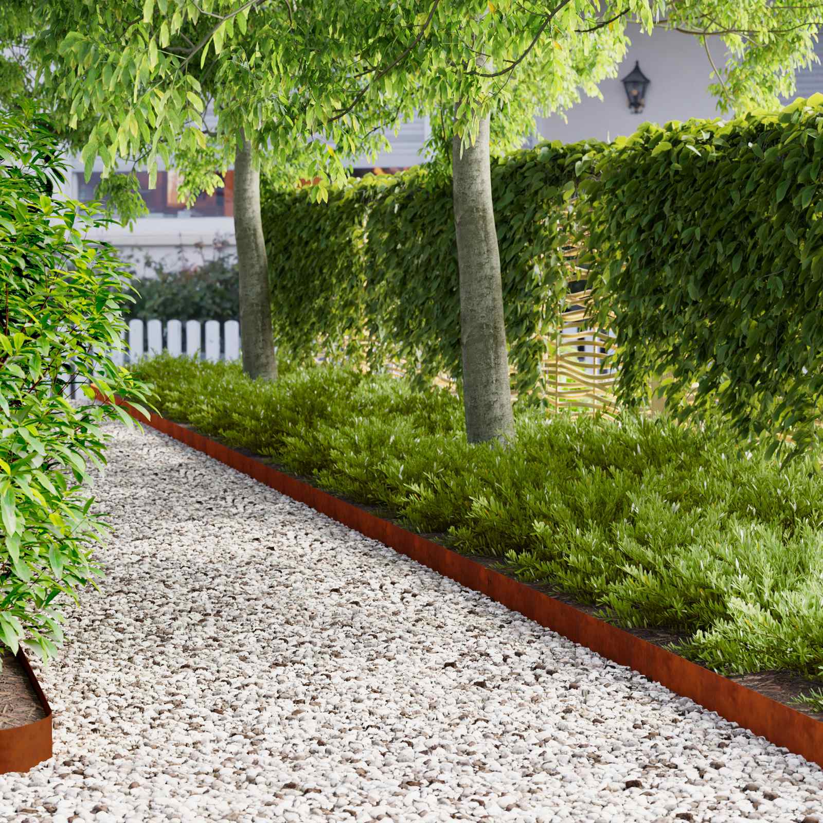 vidaXL Lawn Edge with Top Fold 20 pcs 103x10cm Steel Rusty 1