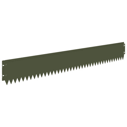 vidaXL Lawn Edging 10 pcs 103 x 15 cm Steel Olive Green 6