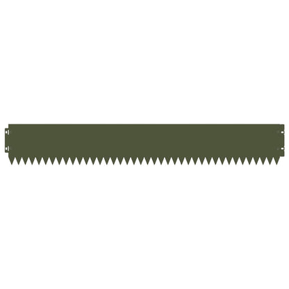 vidaXL Lawn Edging 10 pcs 103 x 15 cm Steel Olive Green 5
