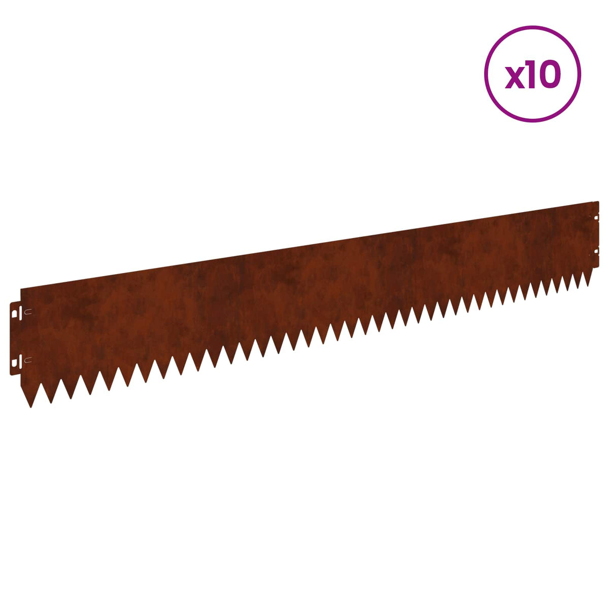 vidaXL Lawn Edge with Top Fold 10 pcs 103x15cm Steel Rusty 3