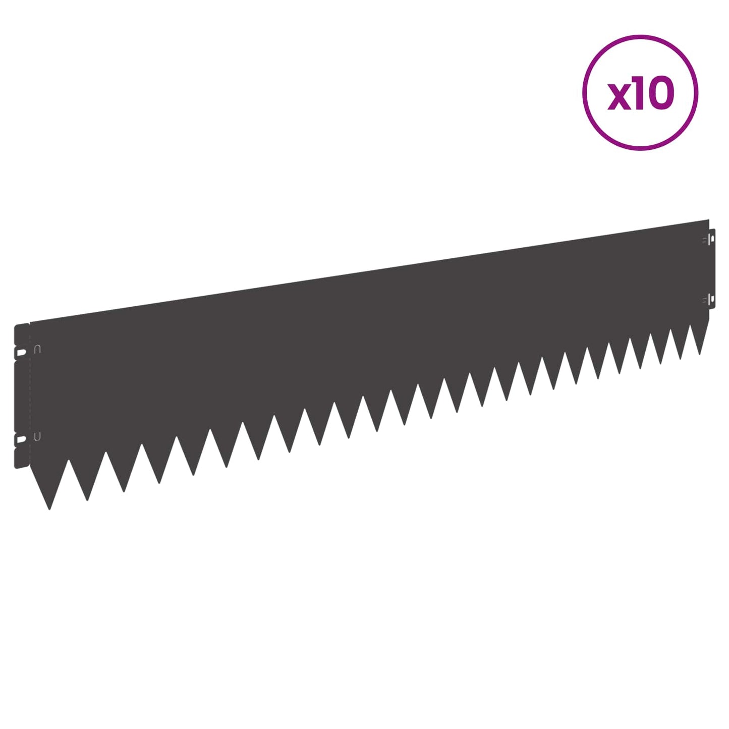 vidaXL Lawn Edge with Top Fold 10 pcs 103x20cm Steel Black 3