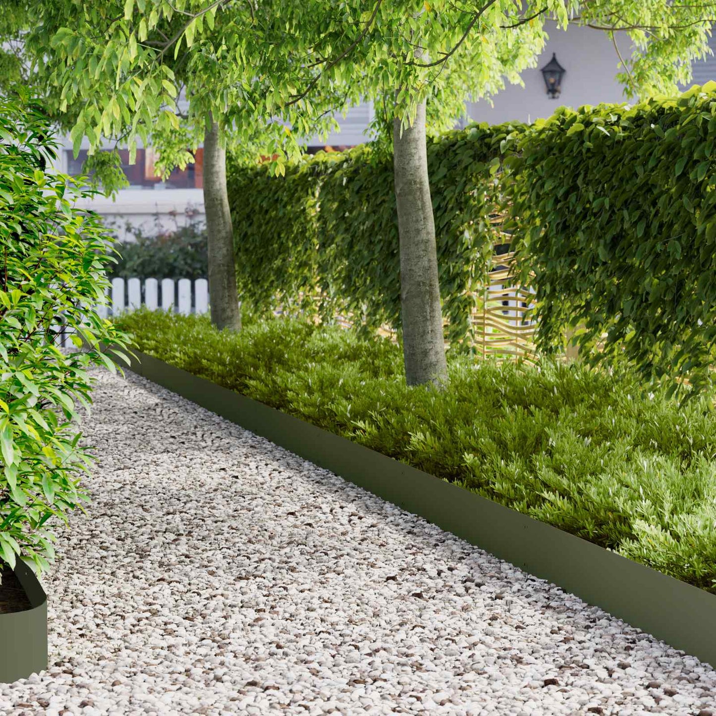 vidaXL Lawn Edging 10 pcs 103 x 20 cm Steel Olive Green 1