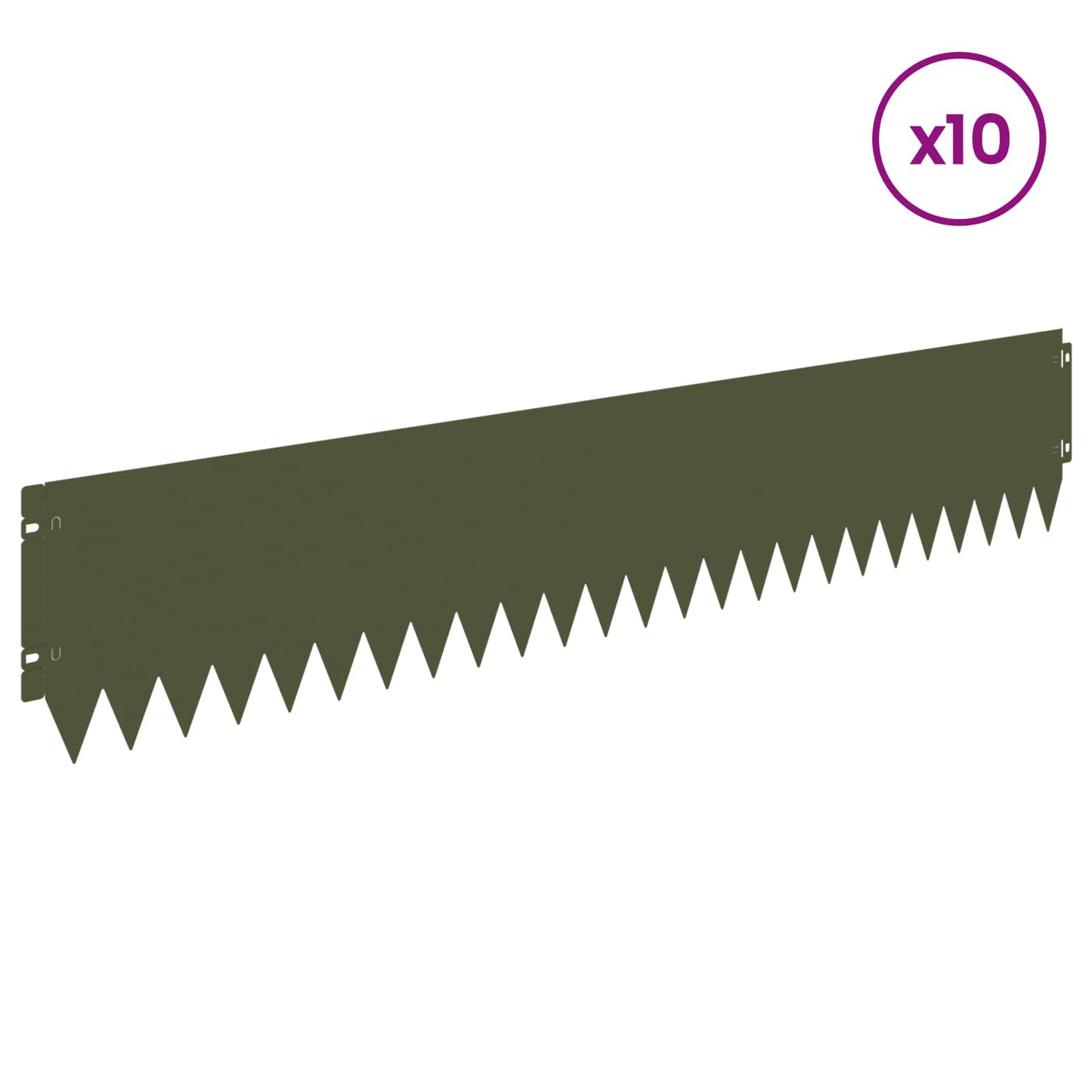 vidaXL Lawn Edging 10 pcs 103 x 20 cm Steel Olive Green 3