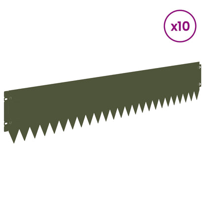 vidaXL Lawn Edging 10 pcs 103 x 20 cm Steel Olive Green 3